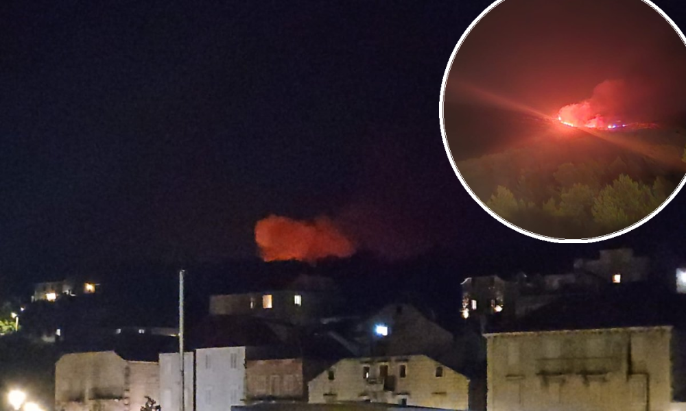 Požar na Braču izazvan udarom groma: borova šuma u plamenu, vatrogasci na terenu