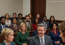 Deset minuta nakon početka ročišta, moj muž je iznenada počeo glasno da se smije u prepunoj sudnici u Atlanti.